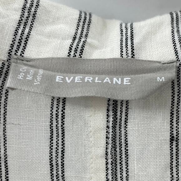 Everlane M Linen The Workwear Shirt Black Canvas Stripe Short Sleeve Button Down - Picture 5 of 8